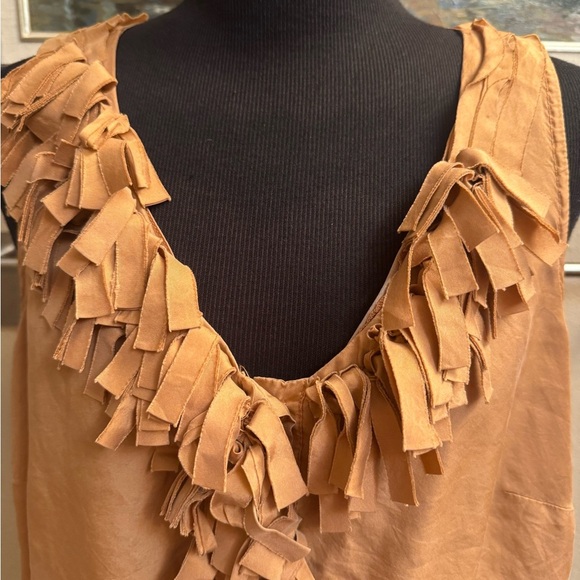 J. CREW SILK V Neck Ruffle Top Gold Sleeveless Top SZ4 Romantic Wedding EUC - Picture 13 of 15